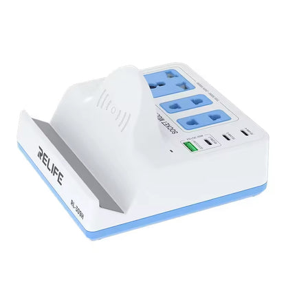 Relife RL-309H QI Ladestasjon, 72W, 1 x USB-A - 3 x USB-C, Hvit