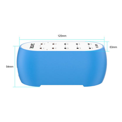Relife RL-309M ladestasjon, 72W, 10 x USB-C, Blå