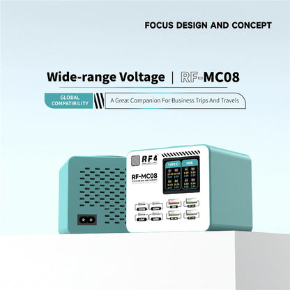 Lader for RF4 RF-MC08-stasjon, 150W, 5A, 4 x USB-A - 4 x USB-C, Turkis