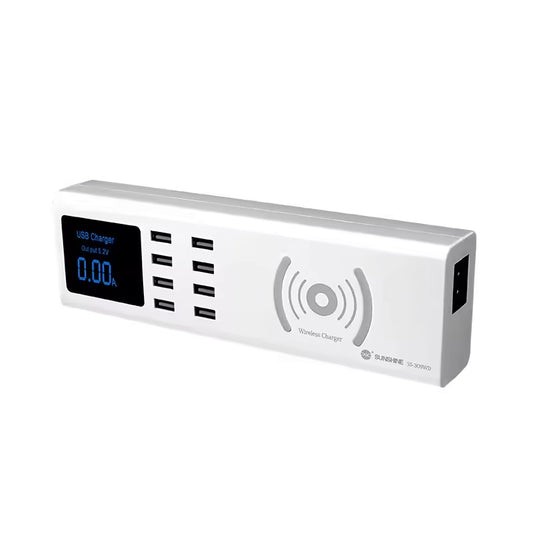 Ladestasjon Sunshine SS-309WD QI, 40W, 2.4A, 8 x USB-A, Hvit
