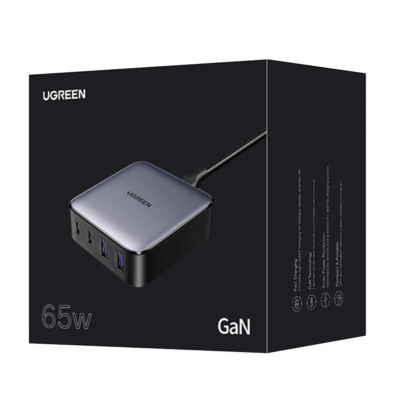UGREEN CD327 Nexode Ladestasjon, 65W, 3.25A, 2 x USB-A - 2 x USB-C, Svart