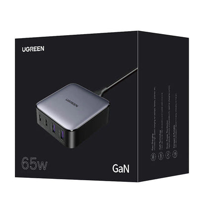 UGREEN CD327 Nexode Ladestasjon, 65W, 3.25A, 2 x USB-A - 2 x USB-C, Svart