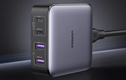UGREEN CD327 Nexode Ladestasjon, 65W, 3.25A, 2 x USB-A - 2 x USB-C, Svart