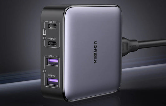 UGREEN CD327 Nexode Ladestasjon, 65W, 3.25A, 2 x USB-A - 2 x USB-C, Svart