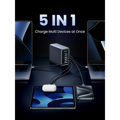 UGREEN CD333 Nexode Ladestasjon, 300W, 5A, 1 x USB-A - 4 x USB-C, Grå, Reselgert