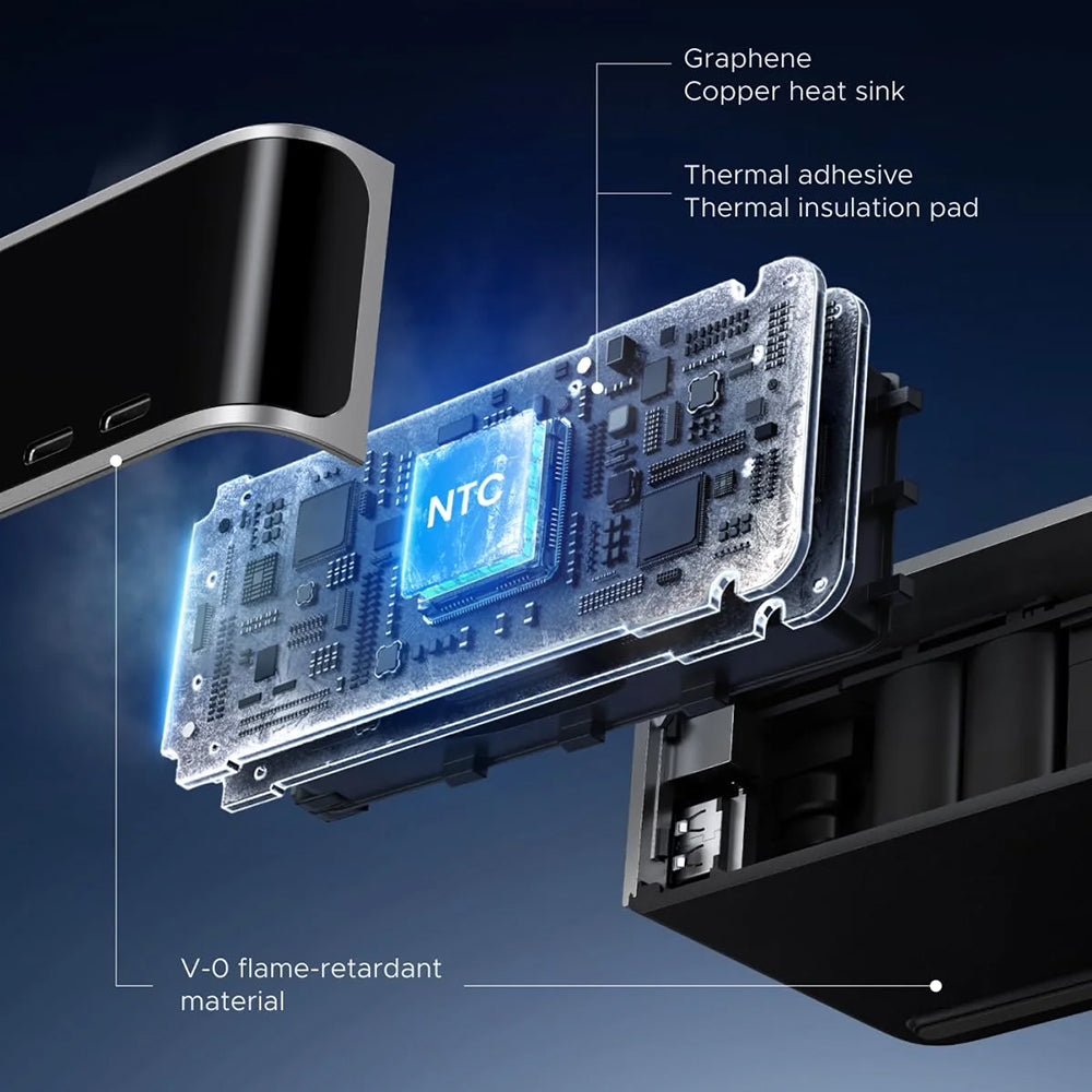 UGREEN Nexode Pro X783 (75753B) ladestasjon med display, 300 W, 5 A, 1 x USB-A – 6 x USB-C – 1 x DC, grå
