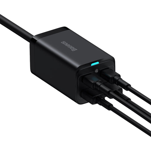 USB-C Baseus GaN3 Pro ladestasjon, 100W, 5A, 2 x USB-A - 2 x USB-C, Svart, Reseglet CCGP000101