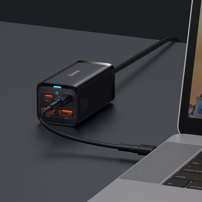 USB-C Baseus GaN3 Pro ladestasjon, 100W, 5A, 2 x USB-A - 2 x USB-C, Svart, Reseglet CCGP000101