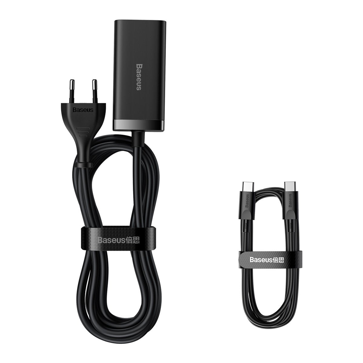 USB-C Baseus GaN3 Pro ladestasjon, 100W, 5A, 2 x USB-A - 2 x USB-C, Svart, Reseglet CCGP000101