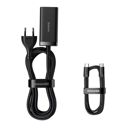 USB-C Baseus GaN3 Pro ladestasjon, 100W, 5A, 2 x USB-A - 2 x USB-C, Svart, Reseglet CCGP000101