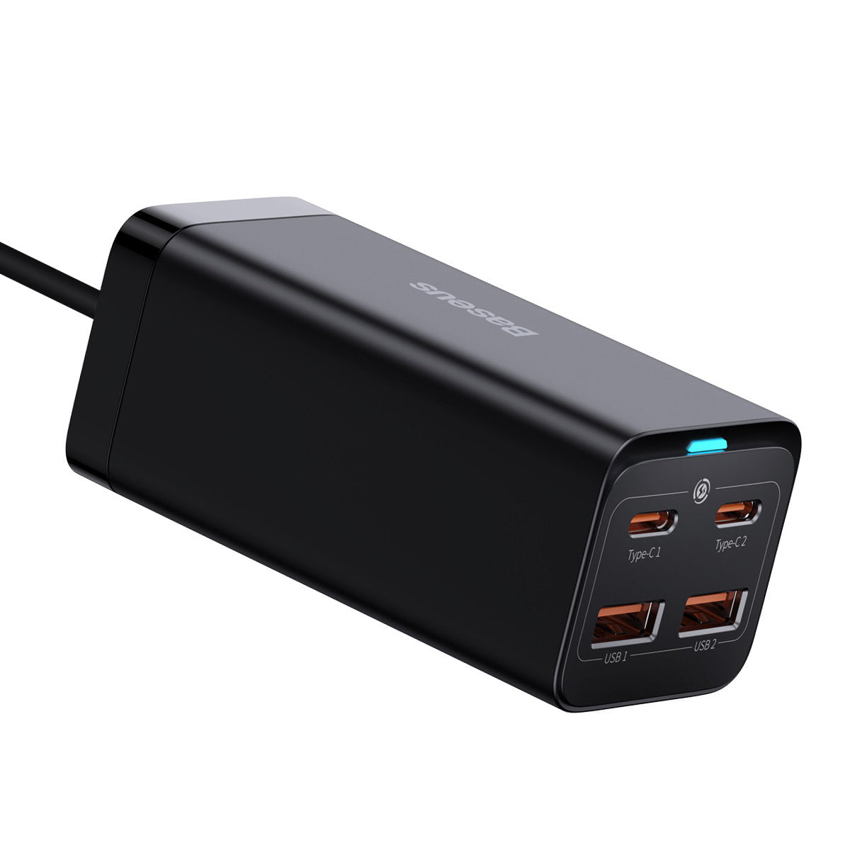 USB-C Baseus GaN3 Pro ladestasjon, 100W, 5A, 2 x USB-A - 2 x USB-C, Svart, Reseglet CCGP000101