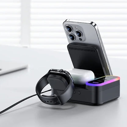 Ladestasjon Yesido DS38 Display QI 3in1, 65W, 3A, 1 x USB-A - 2 x USB-C, Svart