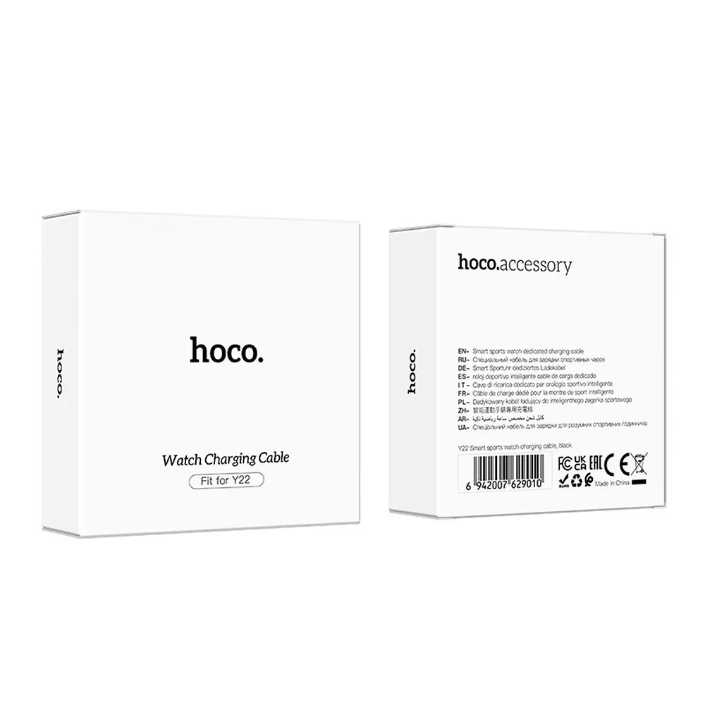 Ladekabel for Smartwatch HOCO Y22, USB-A, Svart