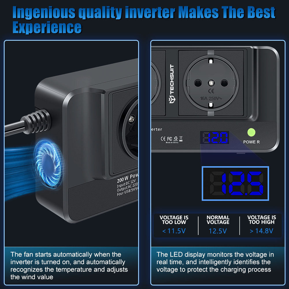 Elektrisk bilinverter Techsuit PowerDriveX, 200W