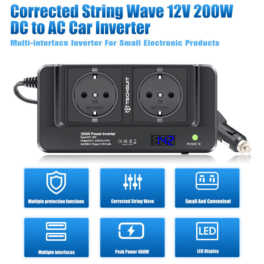 Elektrisk bilinverter Techsuit PowerDriveX, 200W