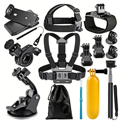 Sportskamera Tilbehørssett Techsuit SA15 for GoPro / SJCAM Series, 15i1, Svart