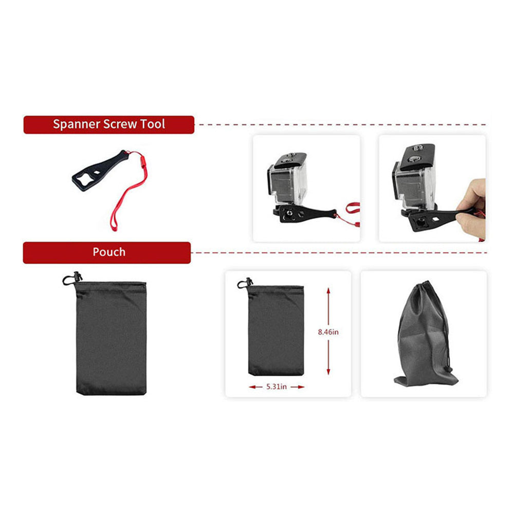 Sportskamera Tilbehørssett Techsuit SA15 for GoPro / SJCAM Series, 15i1, Svart