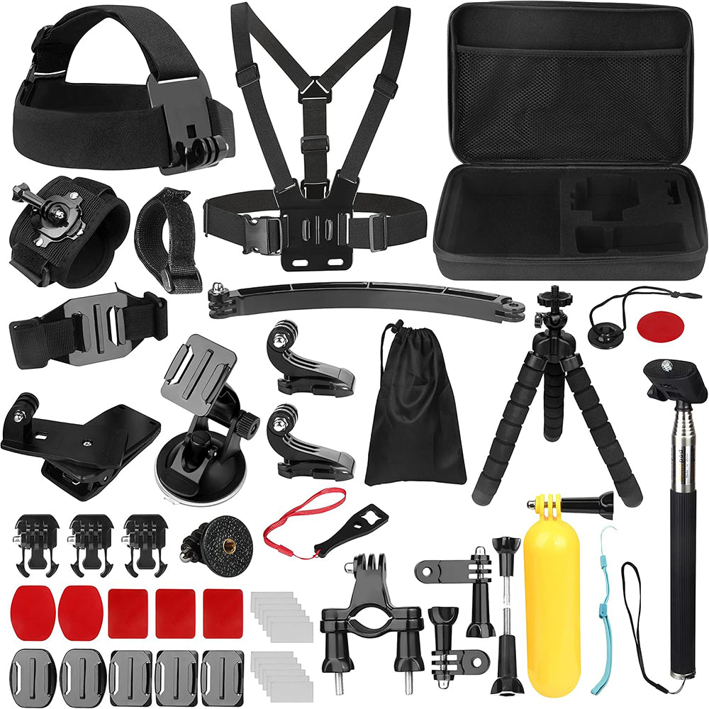 Techsuit SA50 Sports Kamera Tilbehør Kit for GoPro / SJCAM-serien, 50i1, Svart