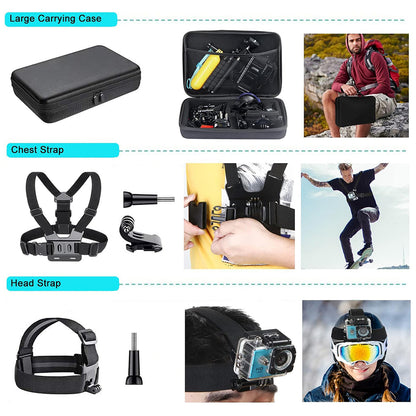 Techsuit SA50 Sports Kamera Tilbehør Kit for GoPro / SJCAM-serien, 50i1, Svart