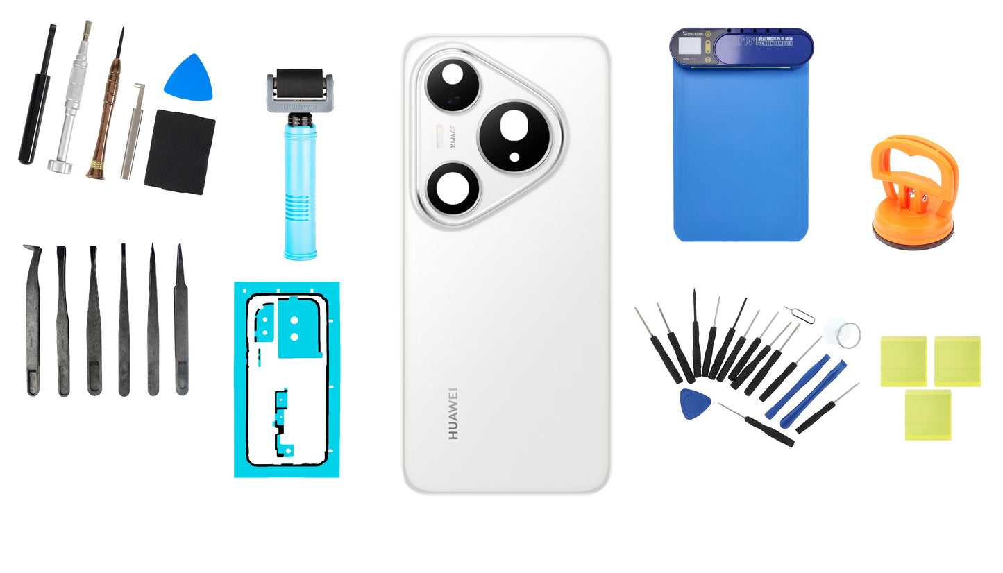 Huawei Pura 80 Pro Glazed White batteridekselsett med servicepakke og dedikerte serviceverktøy
