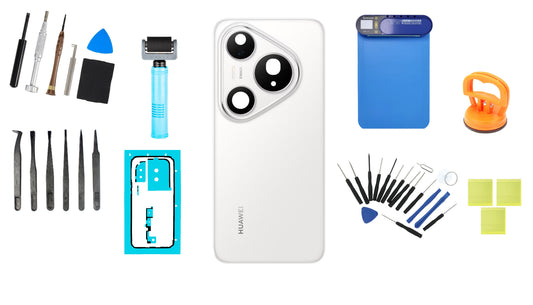 Huawei Pura 80 Pro Glazed White batteridekselsett med servicepakke og dedikerte serviceverktøy