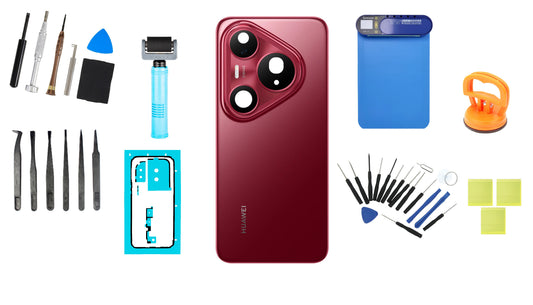 Huawei Pura 80 Pro Glazed Red batteridekselsett med servicepakke og dedikerte verktøy