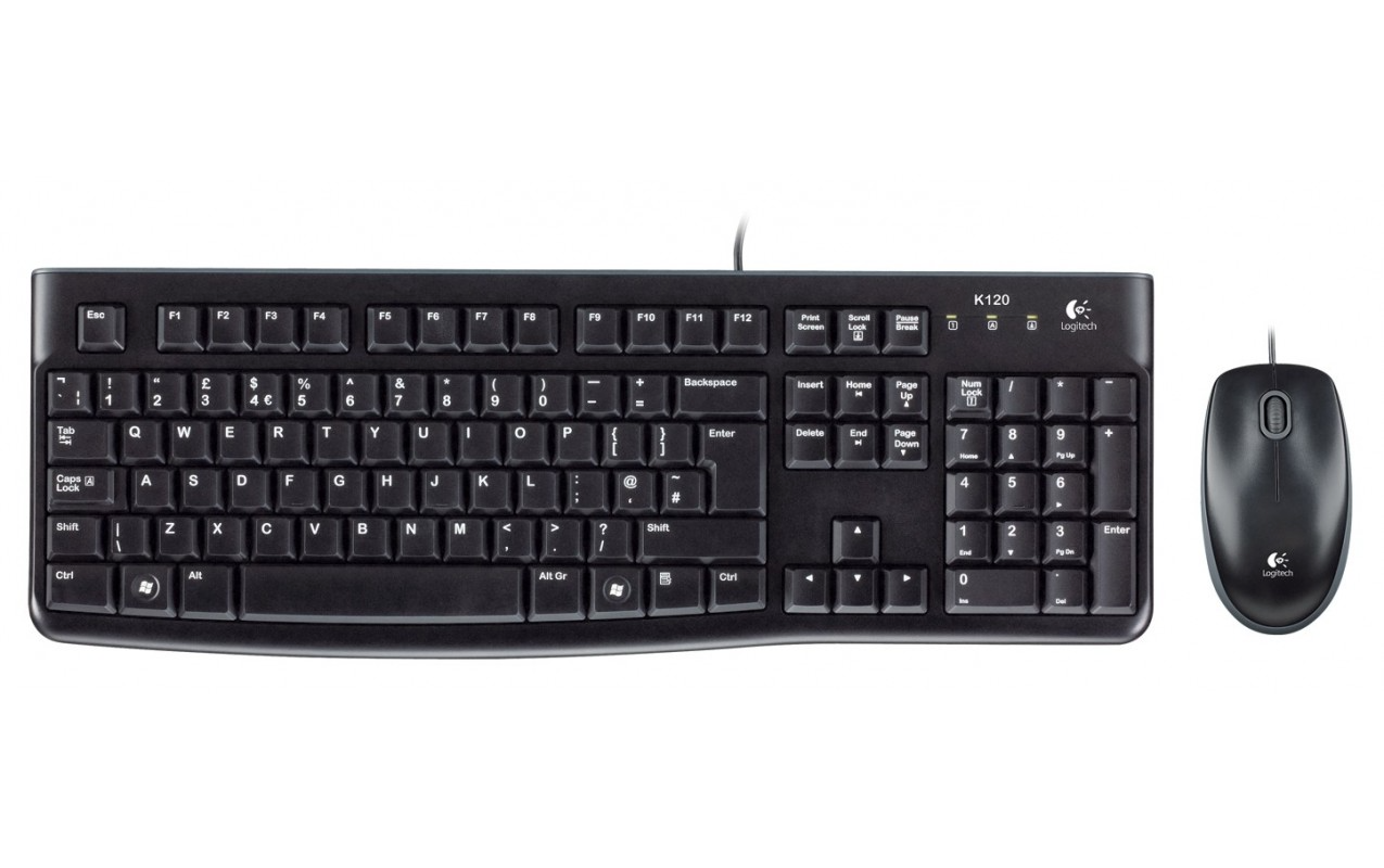 Logitech MK120 USB kablet tastatur- og mussett, svart