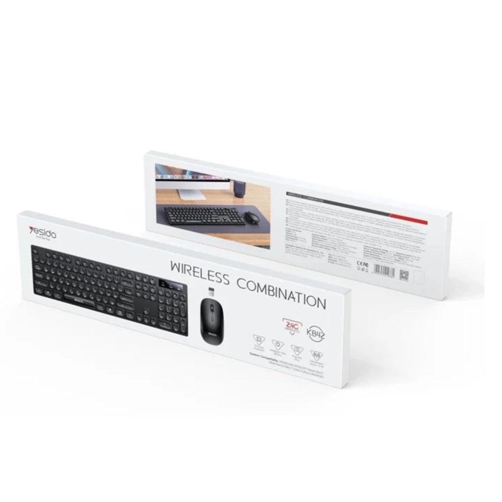 Trådløst tastatur- og mussett Yesido KB42, svart