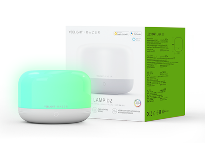Yeelight D2 LED-nattlampe fra Razer, Wi-Fi, 5W, 1700K - 6500K, 240lm, RGB, Hvit, Resealed YLCT01YL