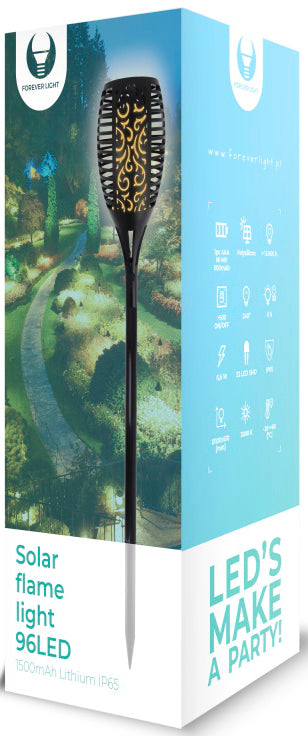 Forever solcellelampe, 96 LED, 2800K, IP65, svart