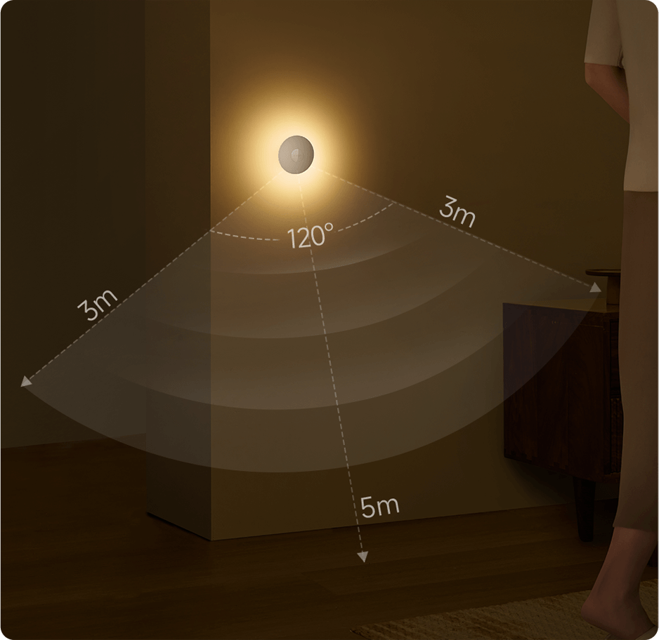 Xiaomi Light 3 LED-nattlampe, 2700K, sensor, hvit BHR8978GL