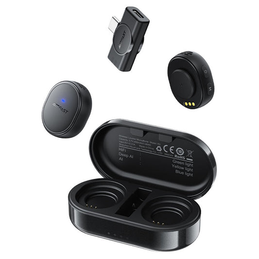 Lavaliermikrofon Acefast R3, USB-C, sett med 2 stykker, svart