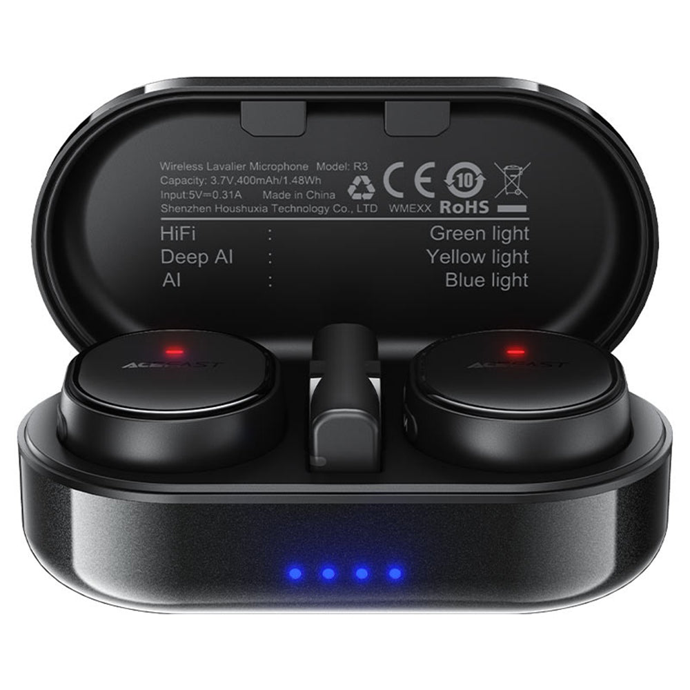 Lavaliermikrofon Acefast R3, USB-C, sett med 2 stykker, svart