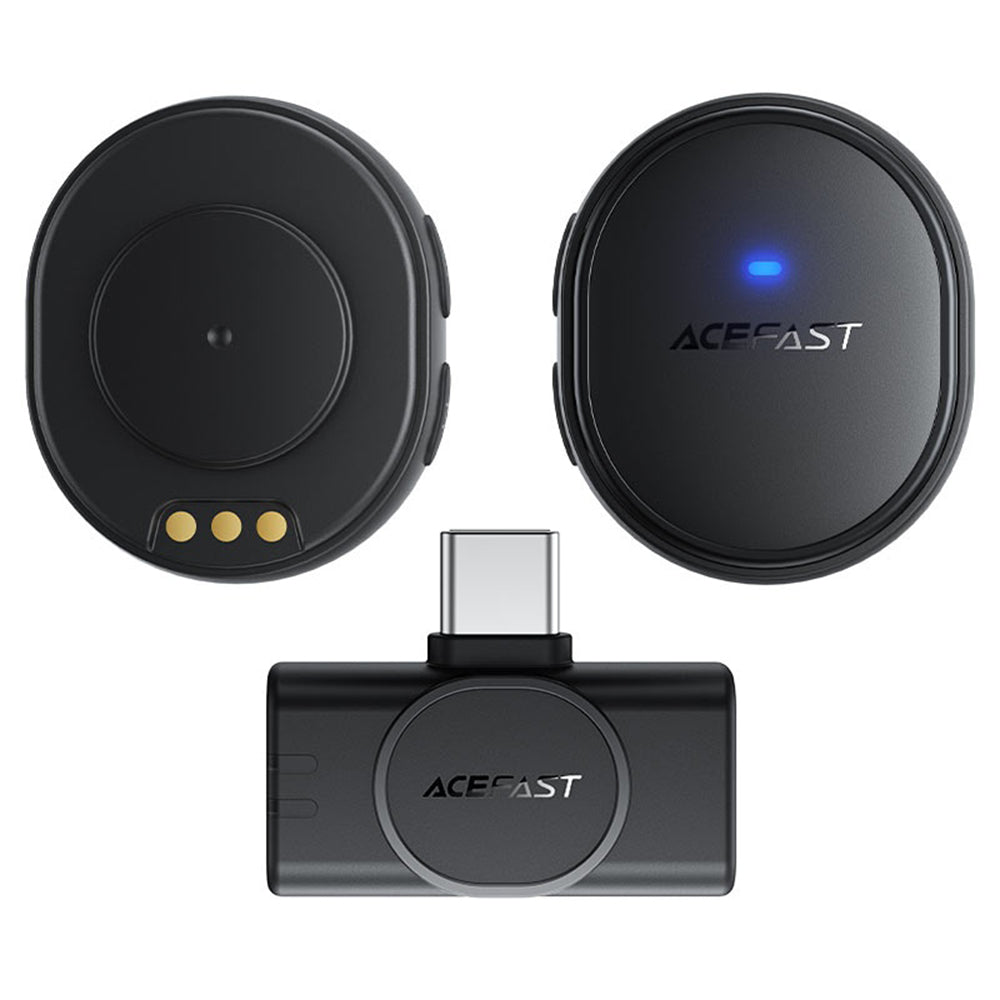 Lavaliermikrofon Acefast R3, USB-C, sett med 2 stykker, svart