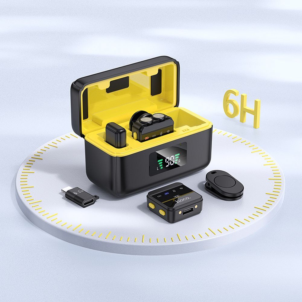 Lavaliermikrofon HOCO L17, USB-C / Lightning, Sett med 2 stykker, Svart