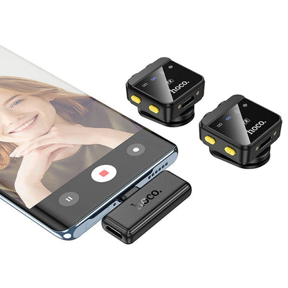 Lavaliermikrofon HOCO L17, USB-C / Lightning, Sett med 2 stykker, Svart