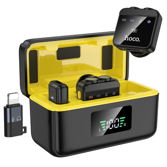 Lavaliermikrofon HOCO L17, USB-C / Lightning, Sett med 2 stykker, Svart