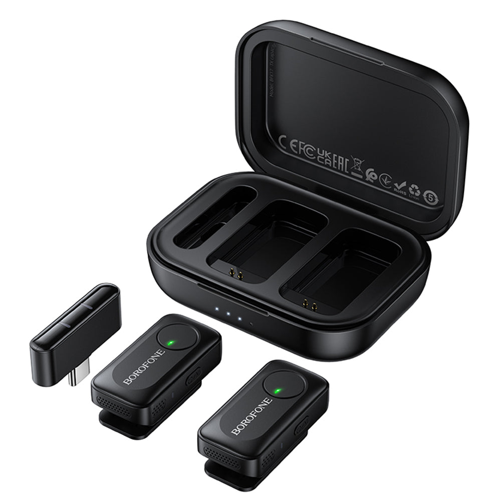 Borofone BFK17 Lemai Lavalier, USB-C, Sett med 2 stk, Svart