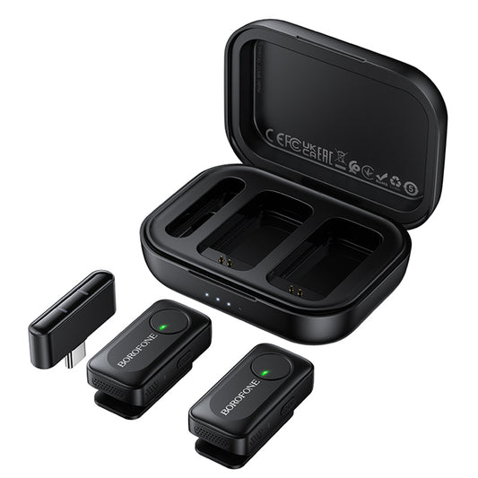 Borofone BFK17 Lemai Lavalier, USB-C, Sett med 2 stk, Svart