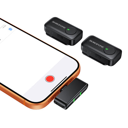 Borofone BFK17 Lemai Lavalier, USB-C, Sett med 2 stk, Svart