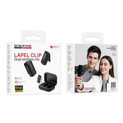 Borofone BFK17 Lemai Lavalier, USB-C, Sett med 2 stk, Svart