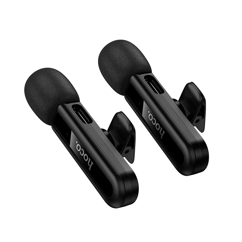 Lavaliermikrofon HOCO L20A, USB-C / Lightning, Sett med 2 stykker, Svart