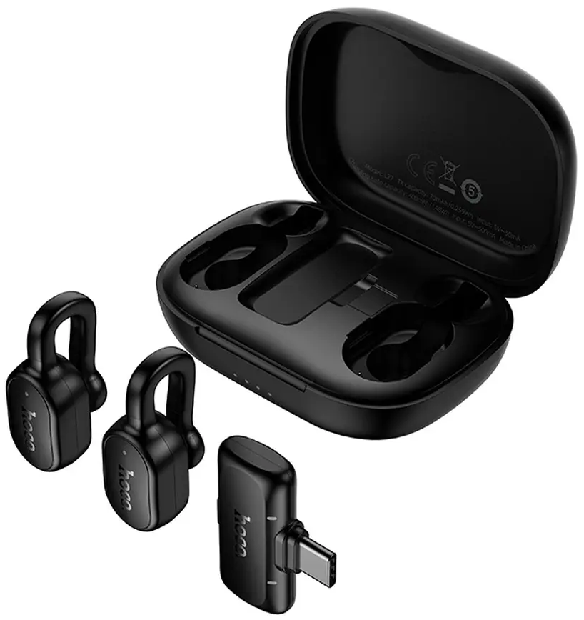 Lavaliermikrofon HOCO L27, USB-C, Sett med 2 stk, Svart