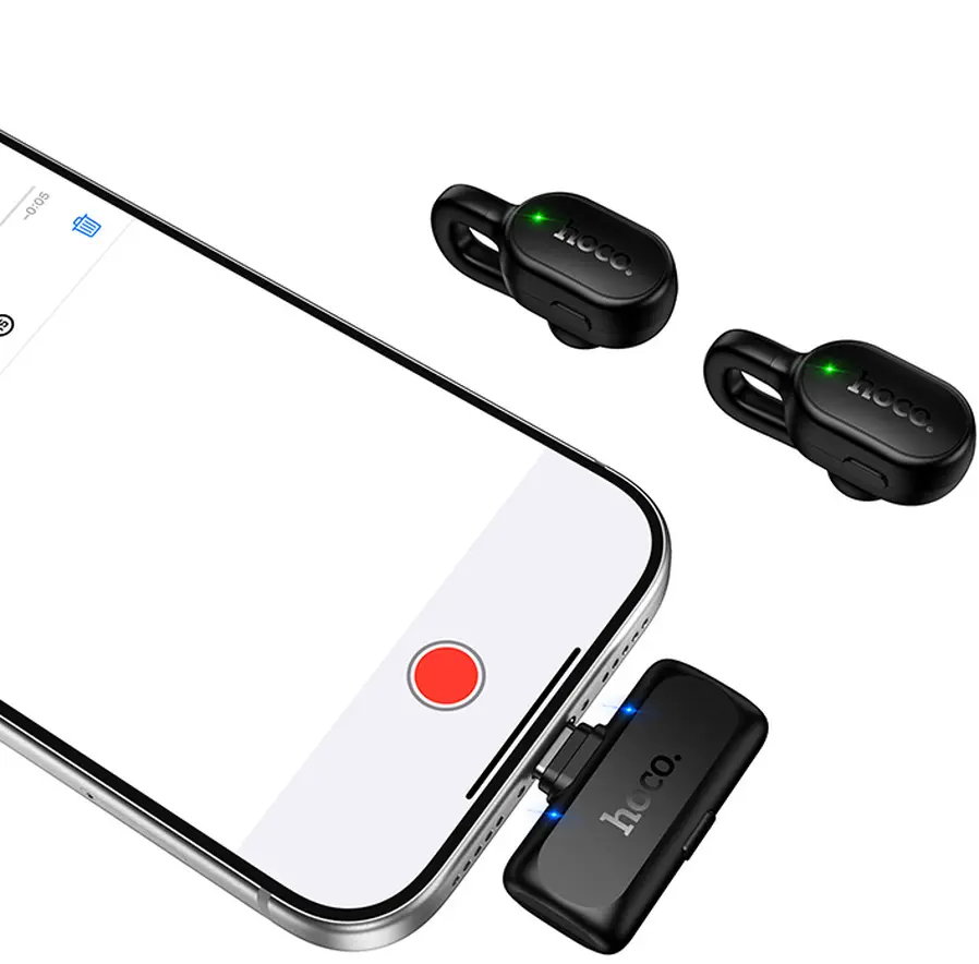 Lavaliermikrofon HOCO L27, USB-C, Sett med 2 stk, Svart