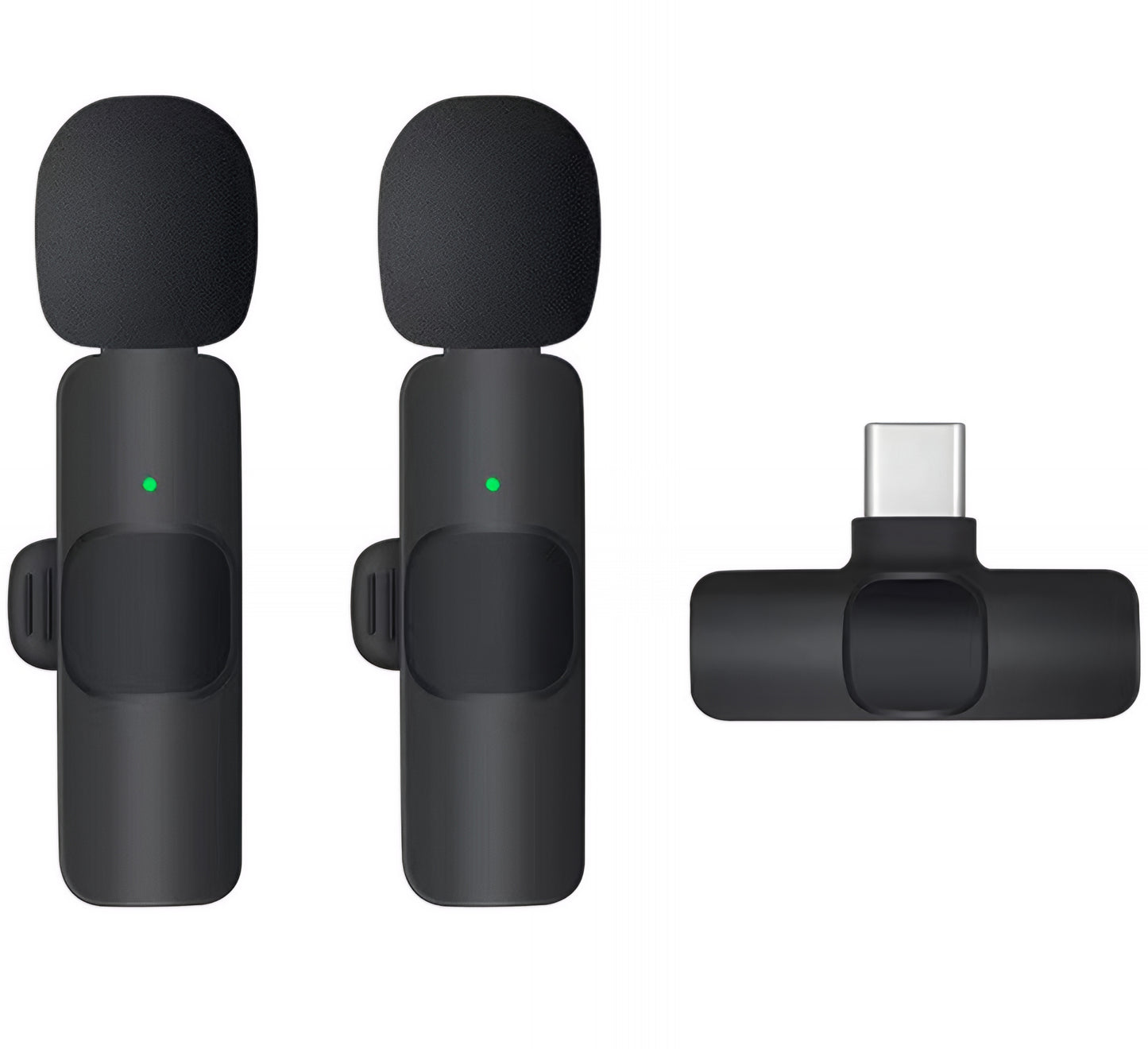 Lavaliermikrofon OEM K1, USB-C, Sett med 2 stk, Svart