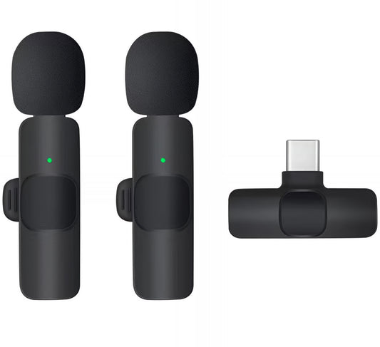 Lavaliermikrofon OEM K1, USB-C, Sett med 2 stk, Svart