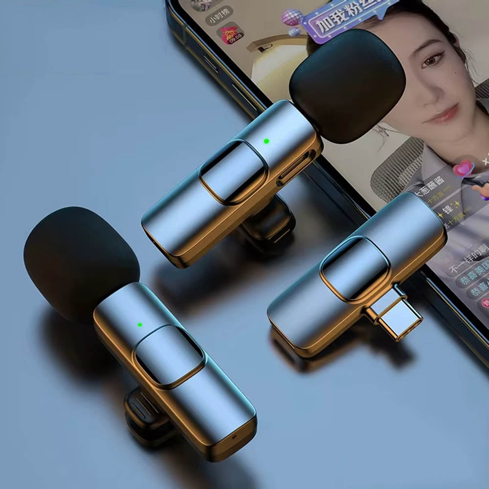 Techsuit LW2 Lavalier, USB-C, Sett med 2 stk, Svart