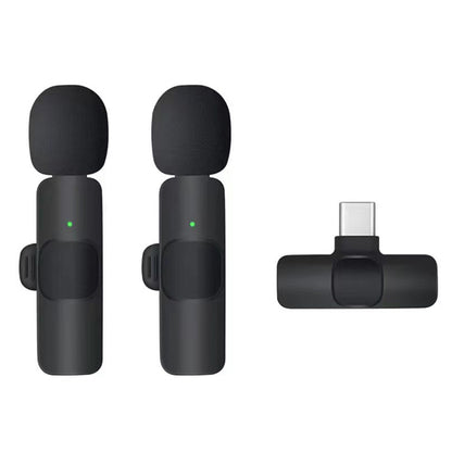 Techsuit LW2 Lavalier, USB-C, Sett med 2 stk, Svart