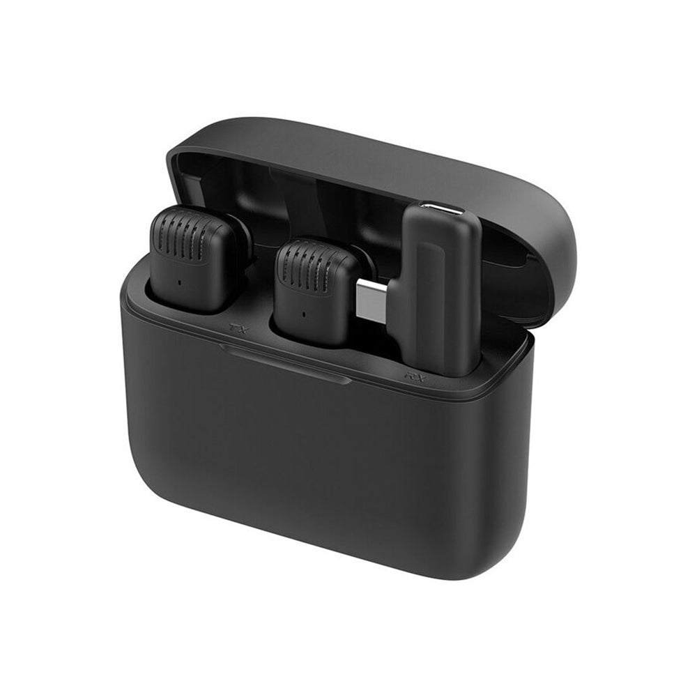 Lavaliermikrofon Techsuit LW4, USB-C, Sett med 2 stk, Svart