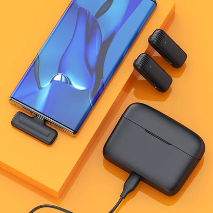 Lavaliermikrofon Techsuit LW4, USB-C, Sett med 2 stk, Svart